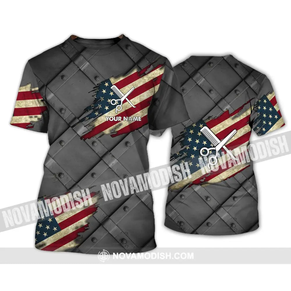Unisex Shirt - Custom Name 3D Shirt - America Hair Designer T-Shirt / S T-shirt