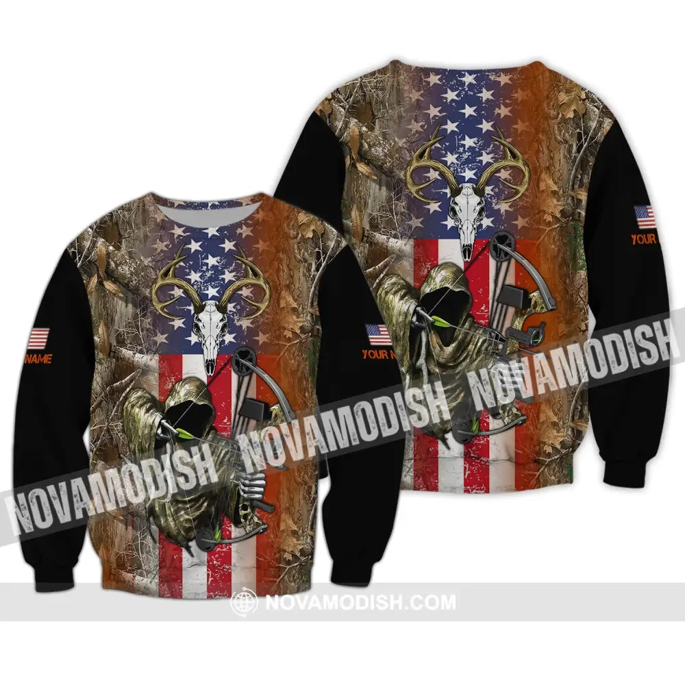 Unisex Shirt - Custom Name 3D Shirt - America Hunter Long Sleeve / S T-shirt