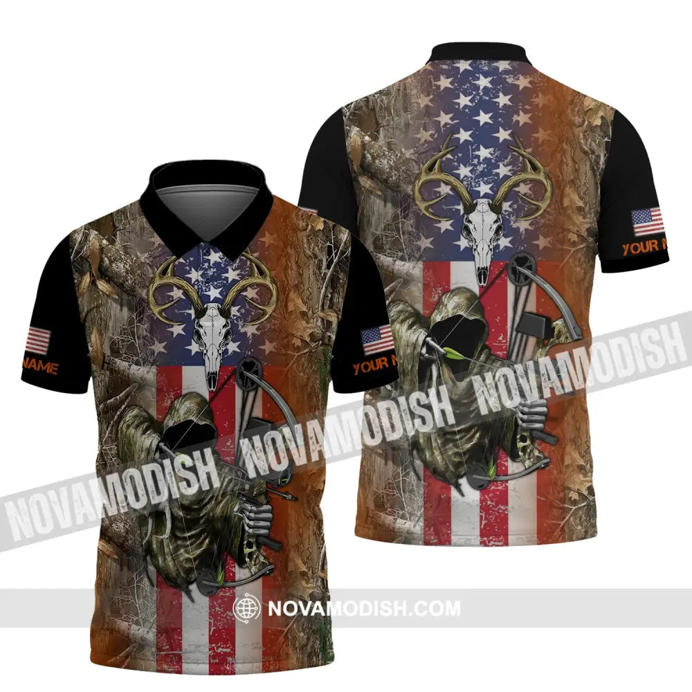 Unisex Shirt - Custom Name 3D Shirt - America Hunter Polo Shirt / S T-shirt