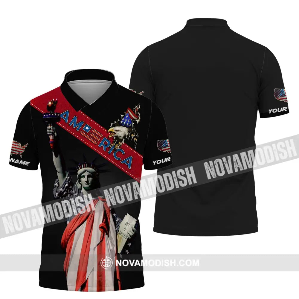 Unisex Shirt - Custom Name 3D Shirt - America Icon Liberties Polo Shirt / S T-shirt