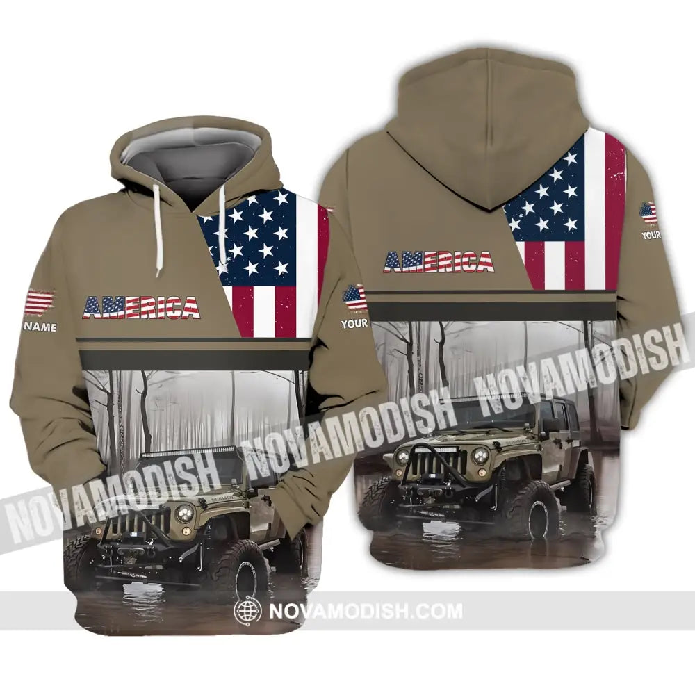 Unisex Shirt - Custom Name 3D Shirt - America Map Hoodie / S T-shirt