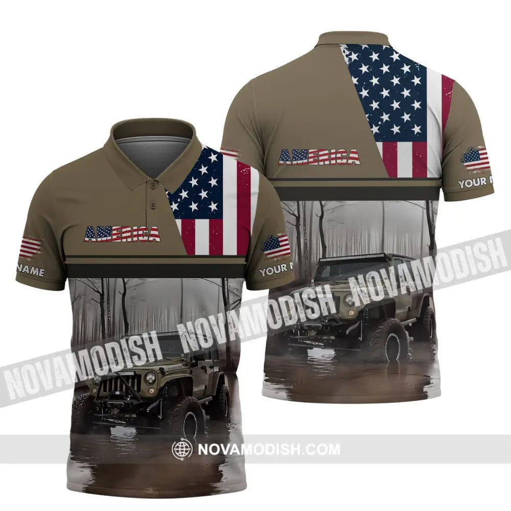 Unisex Shirt - Custom Name 3D Shirt - America Map Polo Shirt / S T-shirt