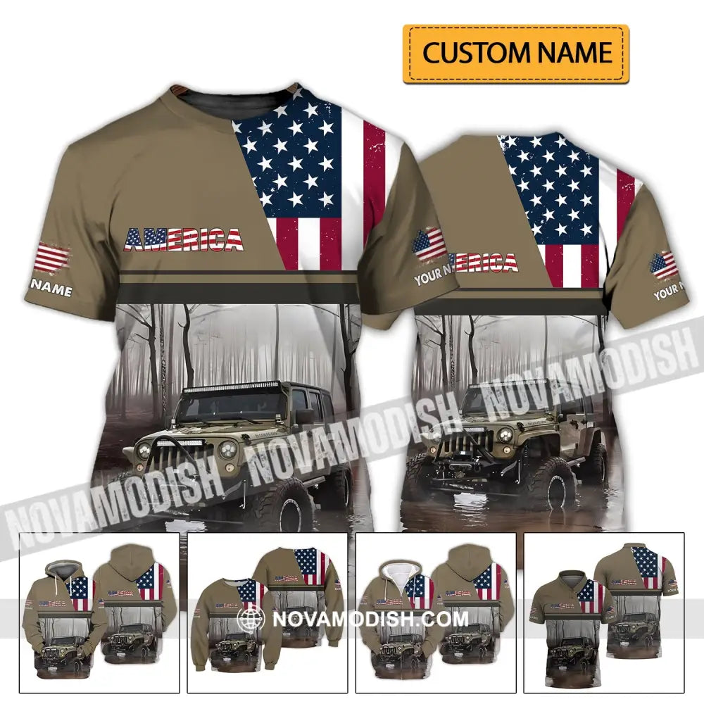 Unisex Shirt - Custom Name 3D Shirt - America Map T-shirt