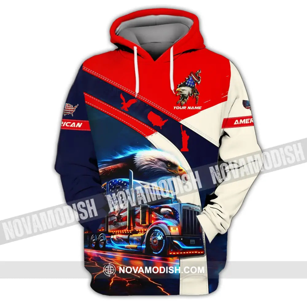 Unisex Shirt - Custom Name 3D Shirt - America Truck Flag Color Hoodie / S T-shirt