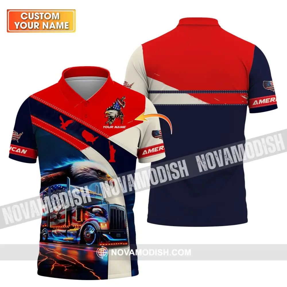 Unisex Shirt - Custom Name 3D Shirt - America Truck Flag Color T-shirt