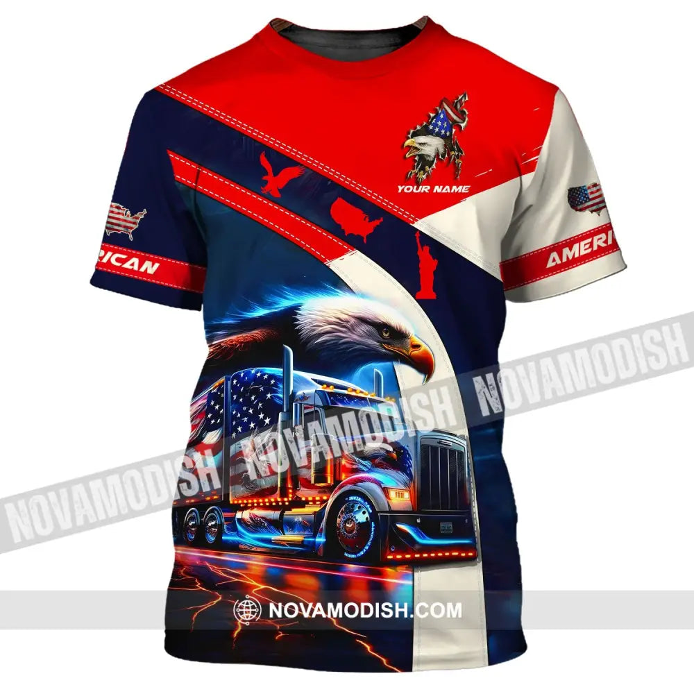 Unisex Shirt - Custom Name 3D Shirt - America Truck Flag Color T-Shirt / S T-shirt