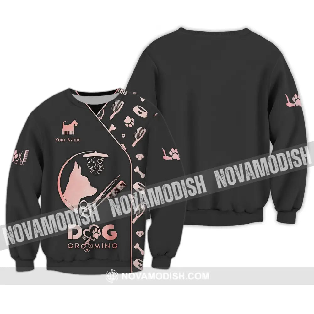Unisex Shirt - Custom Name 3D Shirt - Dog Grooming Shirt Long Sleeve / S T-shirt