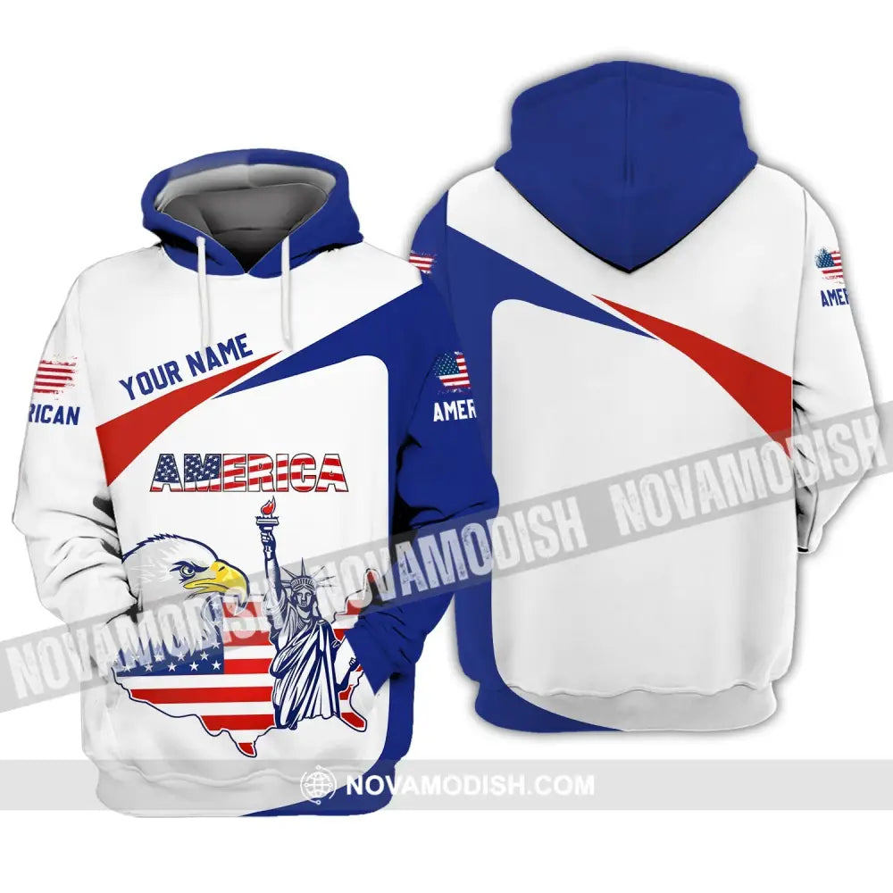 Unisex Shirt - Custom Name 3D Shirt - Eagle Liberties America Flag Hoodie / S T-shirt