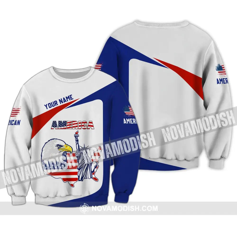 Unisex Shirt - Custom Name 3D Shirt - Eagle Liberties America Flag Long Sleeve / S T-shirt