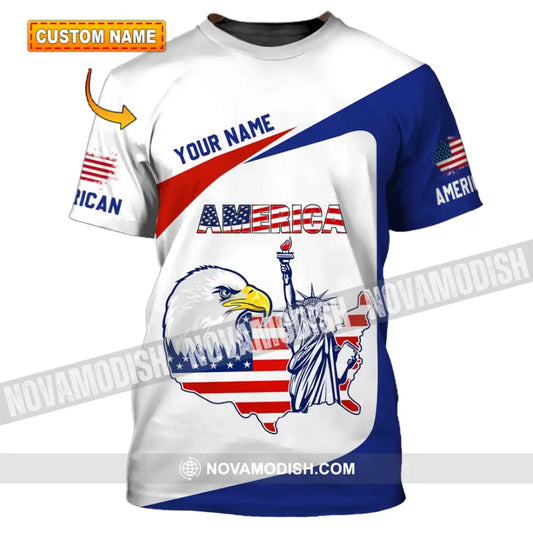 Unisex Shirt - Custom Name 3D Shirt - Eagle Liberties America Flag T-shirt