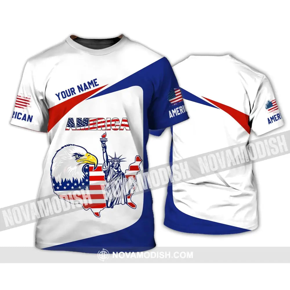 Unisex Shirt - Custom Name 3D Shirt - Eagle Liberties America Flag T-Shirt / S T-shirt