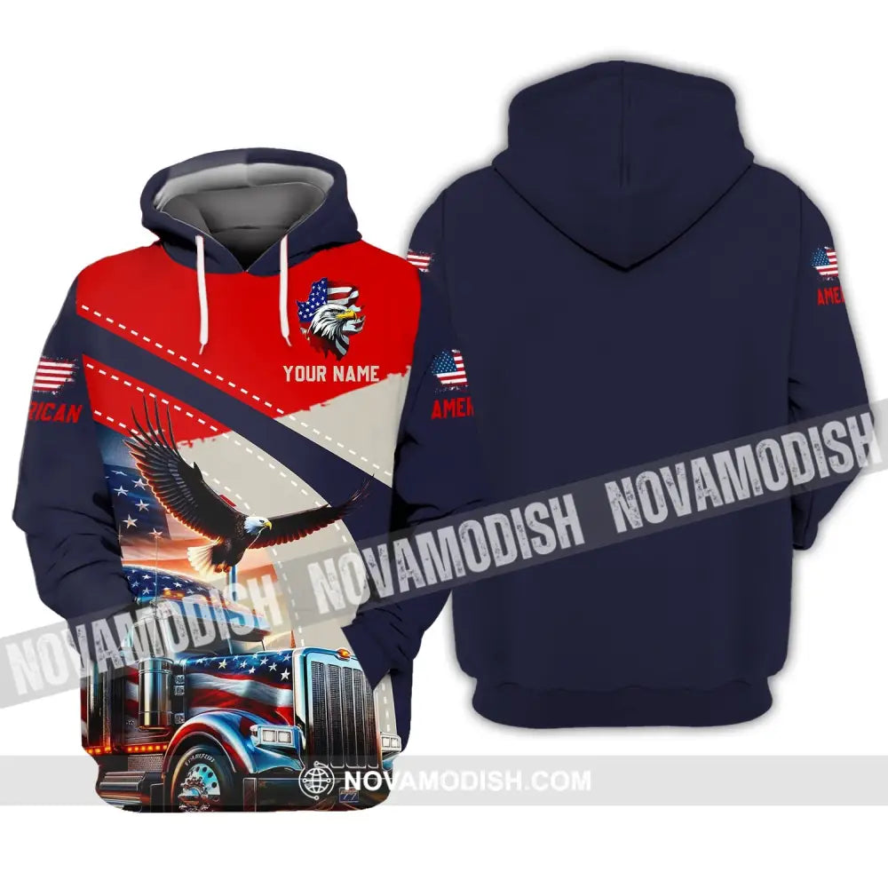 Unisex Shirt - Custom Name 3D Shirt - Eagle Truck America Flag Color Hoodie / S T-shirt