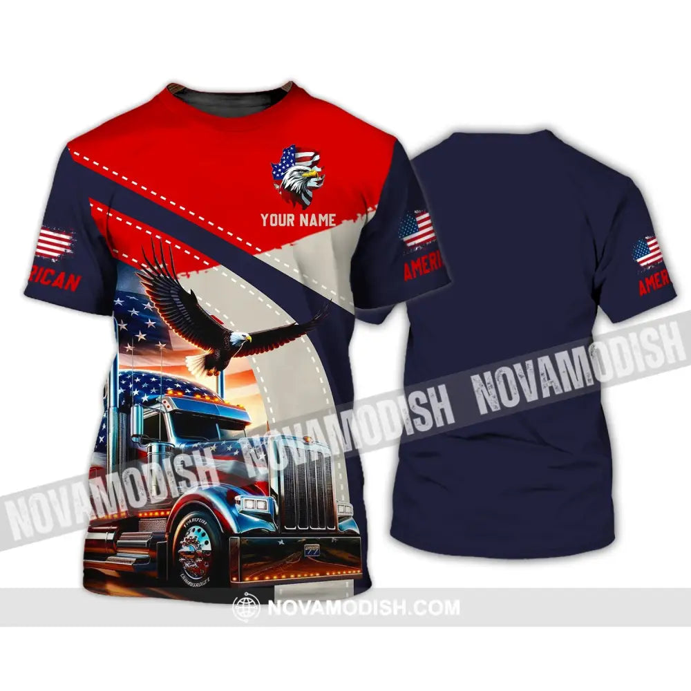 Unisex Shirt - Custom Name 3D Shirt - Eagle Truck America Flag Color T-Shirt / S T-shirt