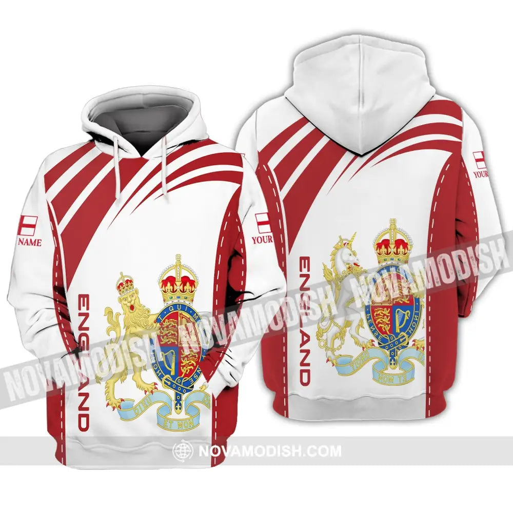 Unisex Shirt - Custom Name 3D Shirt - England Flag Design Hoodie / S T-shirt