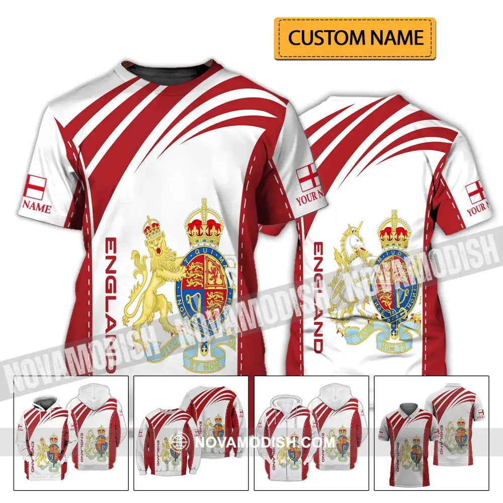Unisex Shirt - Custom Name 3D Shirt - England Flag Design T-shirt