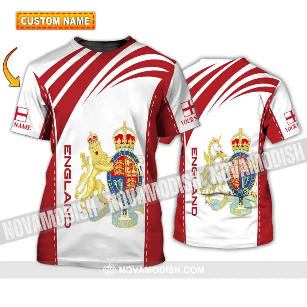 Unisex Shirt - Custom Name 3D Shirt - England Flag Design T-shirt