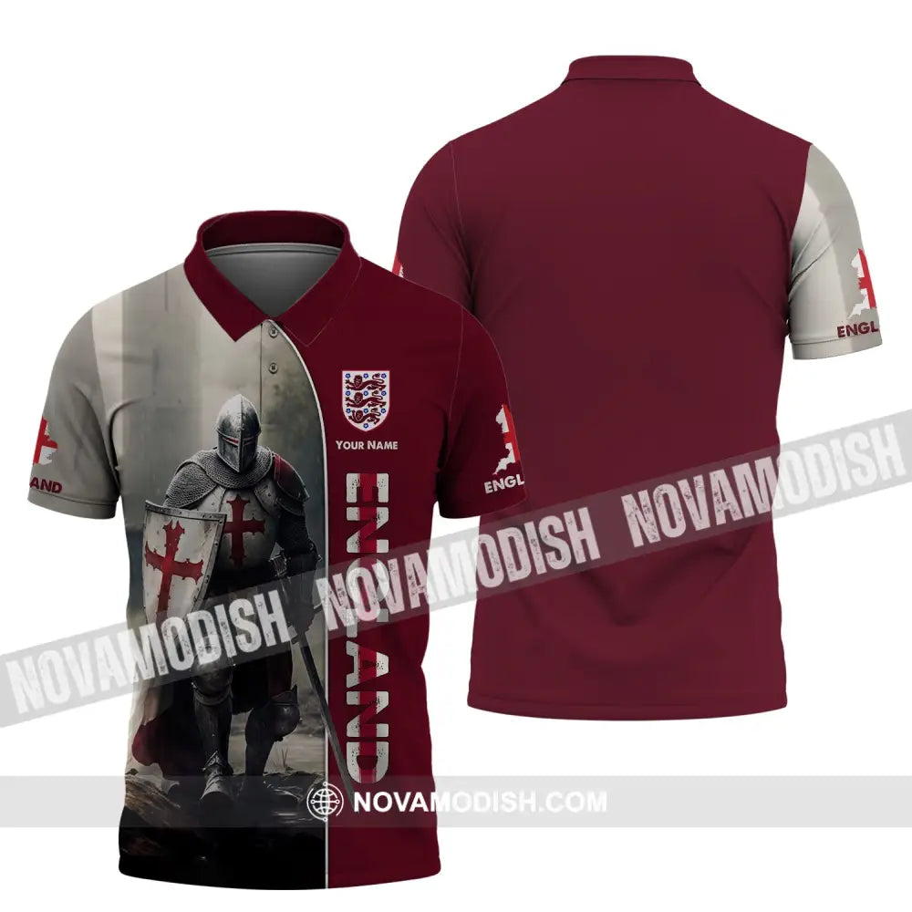 Unisex Shirt - Custom Name 3D Shirt - England Hero Map And Logo Polo Shirt / S T-shirt
