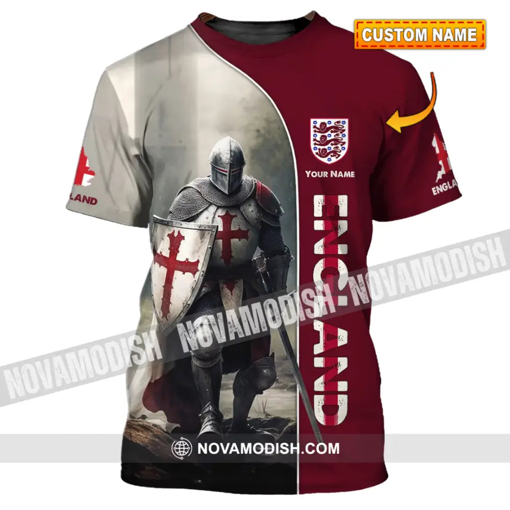 Unisex Shirt - Custom Name 3D Shirt - England Hero Map And Logo T-shirt