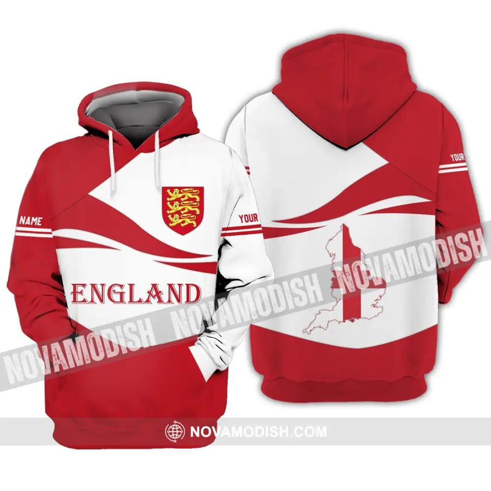 Unisex Shirt - Custom Name 3D Shirt - England Map England Lover Hoodie / S T-shirt