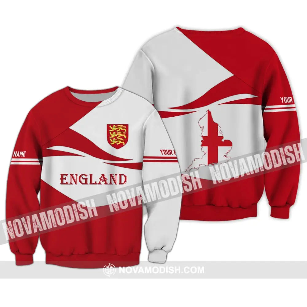 Unisex Shirt - Custom Name 3D Shirt - England Map England Lover Long Sleeve / S T-shirt