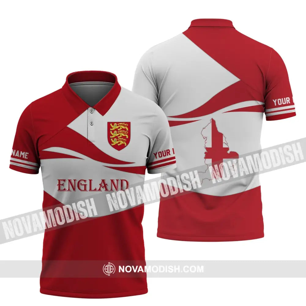 Unisex Shirt - Custom Name 3D Shirt - England Map England Lover Polo Shirt / S T-shirt