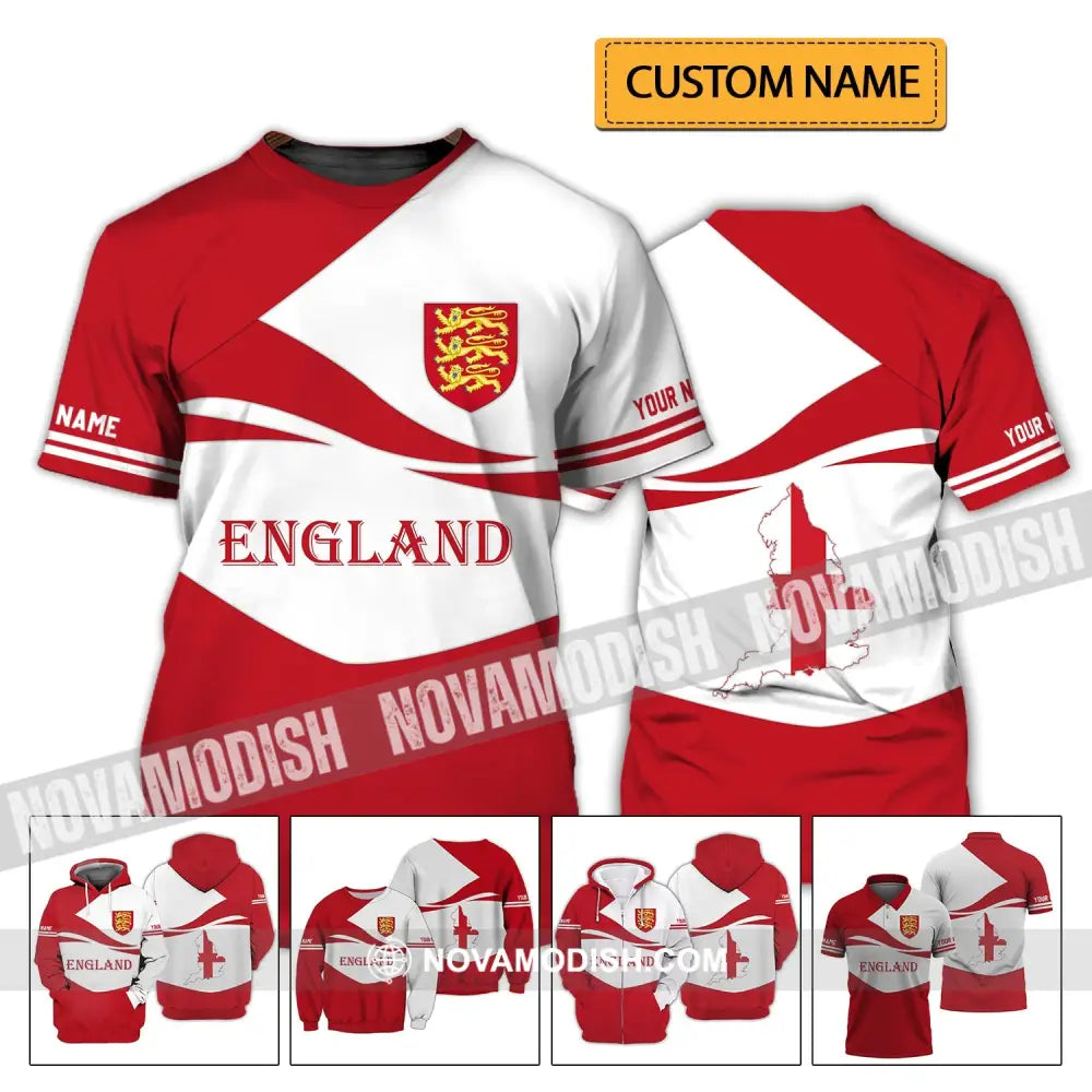 Unisex Shirt - Custom Name 3D Shirt - England Map England Lover T-shirt