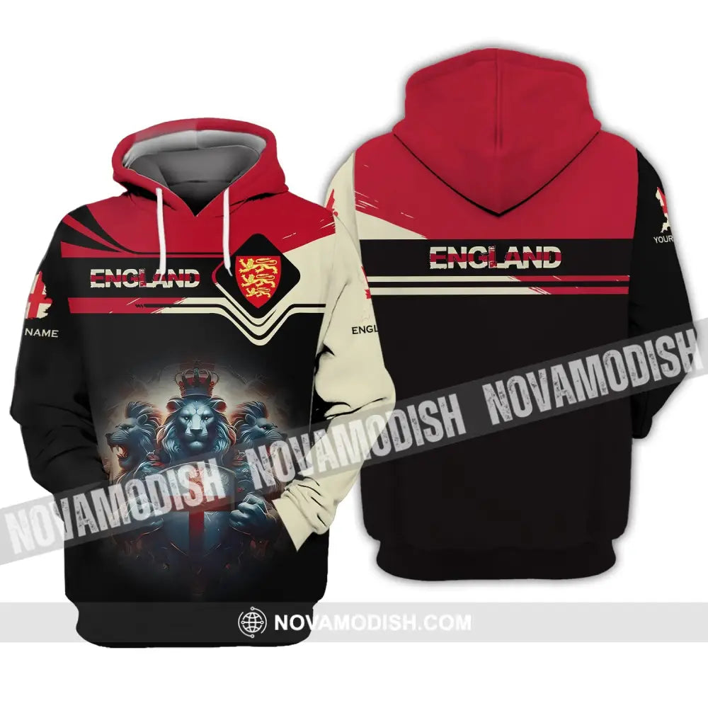 Unisex Shirt - Custom Name 3D Shirt - England National Football Team Icon And Map Shirt Hoodie / S T-shirt