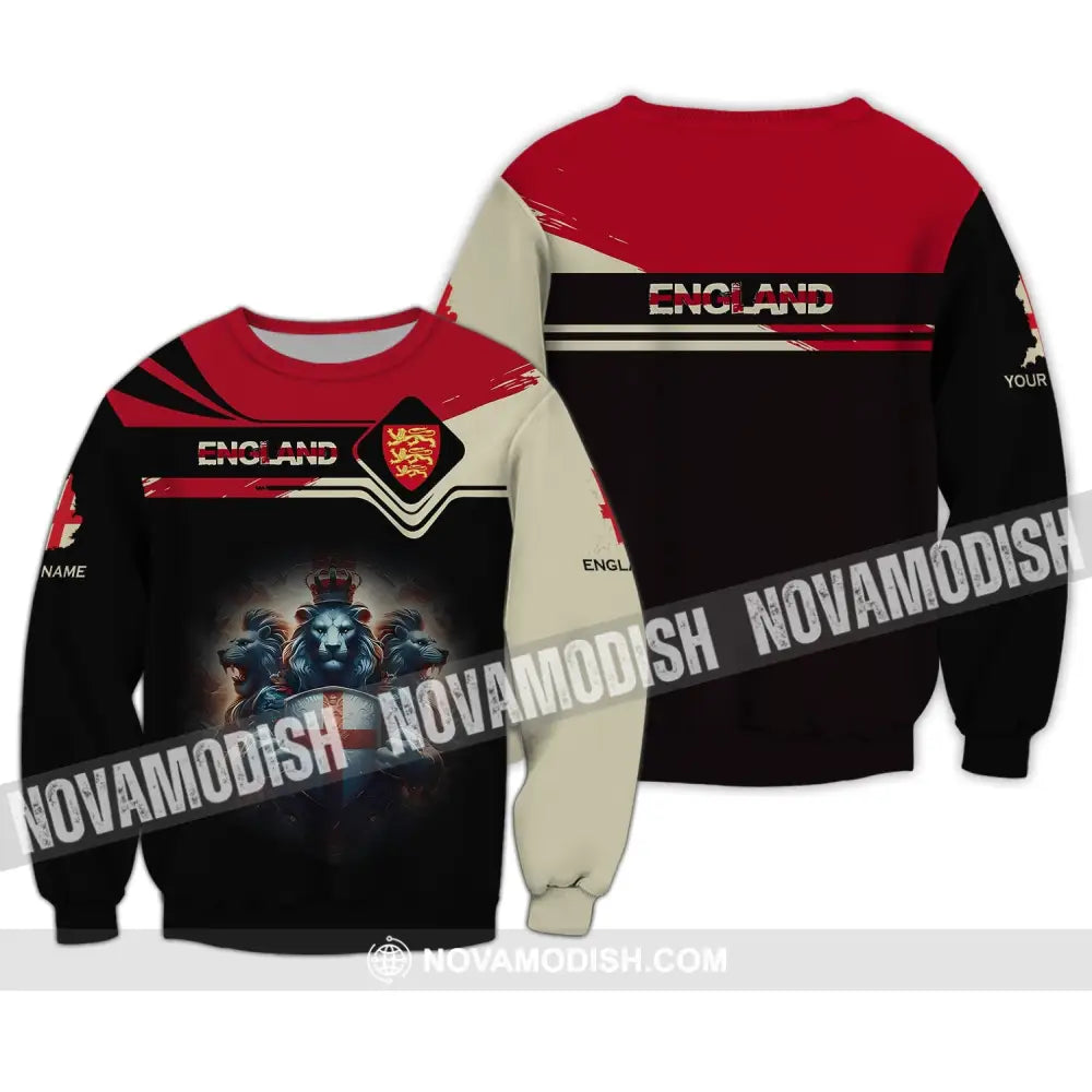 Unisex Shirt - Custom Name 3D Shirt - England National Football Team Icon And Map Shirt Long Sleeve / S T-shirt