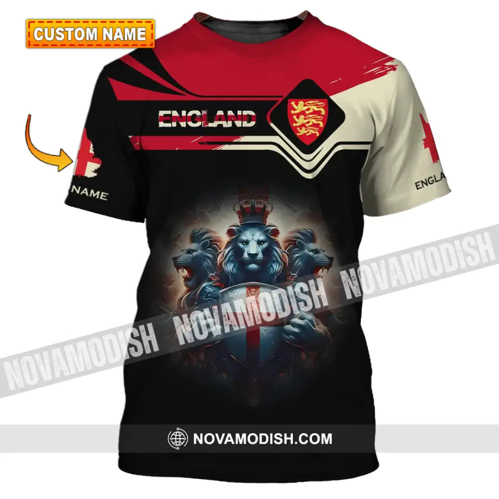 Unisex Shirt - Custom Name 3D Shirt - England National Football Team Icon And Map Shirt T-shirt