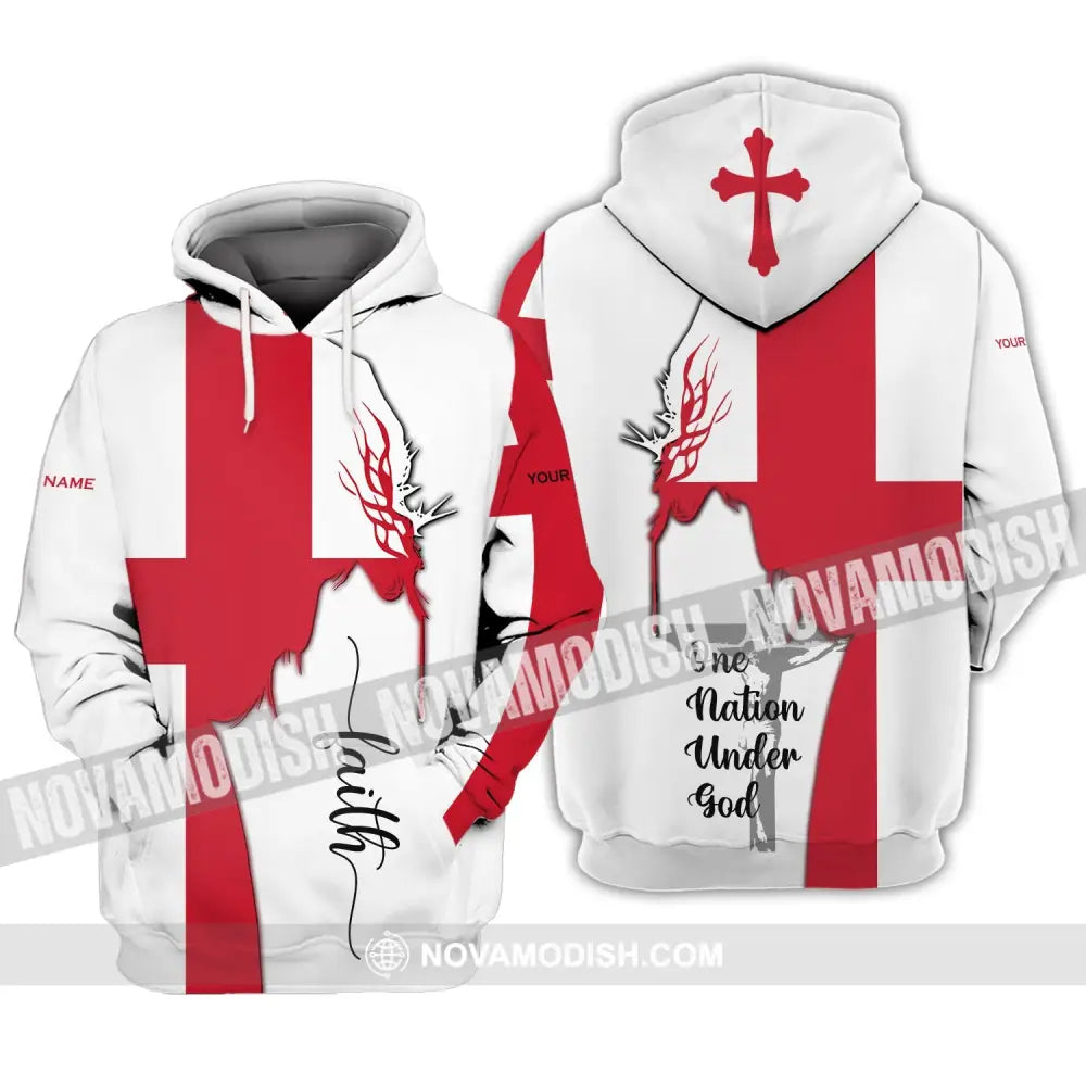 Unisex Shirt - Custom Name 3D Shirt - England One Nation Under God Hoodie / S T-shirt
