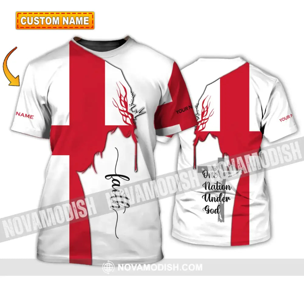 Unisex Shirt - Custom Name 3D Shirt - England One Nation Under God T-shirt