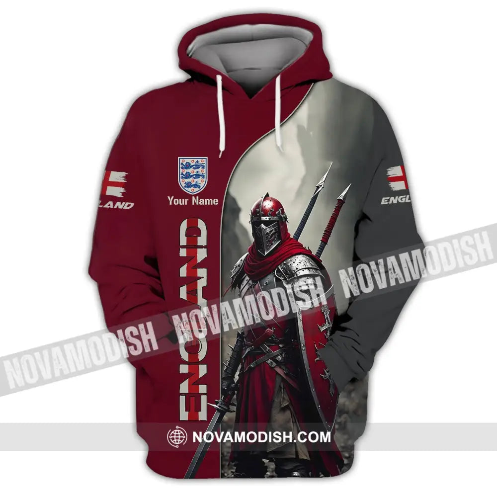 Unisex Shirt - Custom Name 3D Shirt For England Lover Warrior Hoodie / S T-shirt
