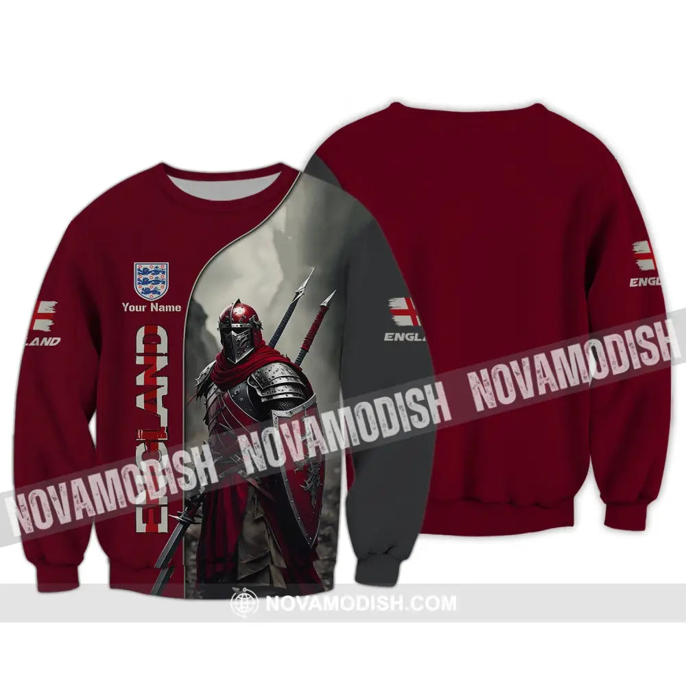Unisex Shirt - Custom Name 3D Shirt For England Lover Warrior Long Sleeve / S T-shirt