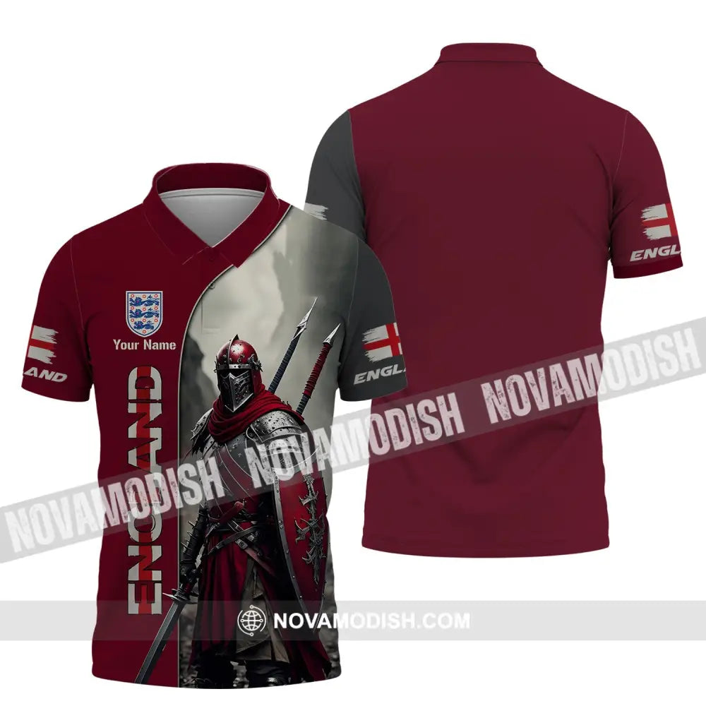 Unisex Shirt - Custom Name 3D Shirt For England Lover Warrior Polo Shirt / S T-shirt