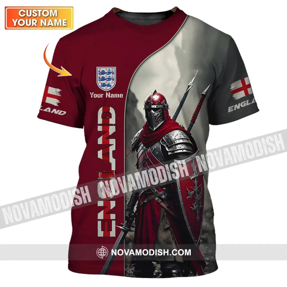 Unisex Shirt - Custom Name 3D Shirt For England Lover Warrior T-shirt