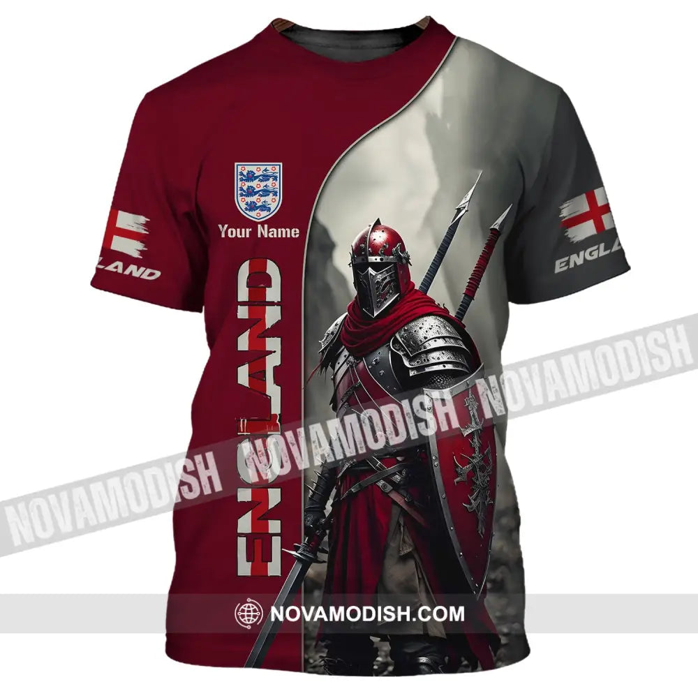 Unisex Shirt - Custom Name 3D Shirt For England Lover Warrior T-Shirt / S T-shirt