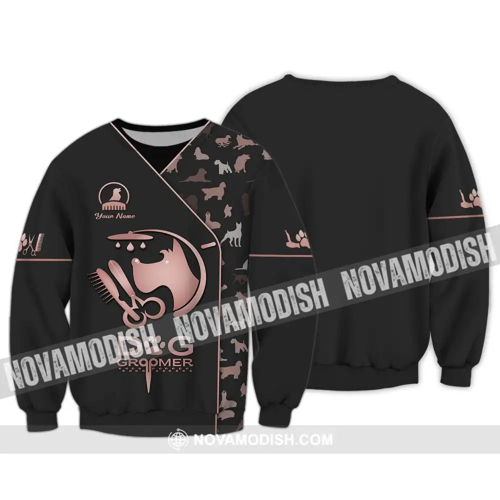 Unisex Shirt - Custom Name 3D Shirt For Groomer - Dog Groomer Long Sleeve / S T-shirt