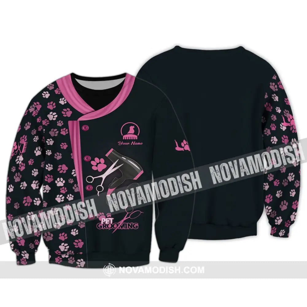 Unisex Shirt - Custom Name 3D Shirt For Groomer - Pet Groomer Long Sleeve / S T-shirt