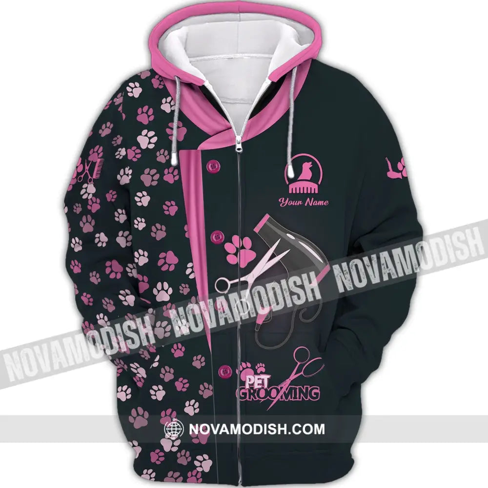 Unisex Shirt - Custom Name 3D Shirt For Groomer - Pet Groomer Zipper Hoodie / S T-shirt