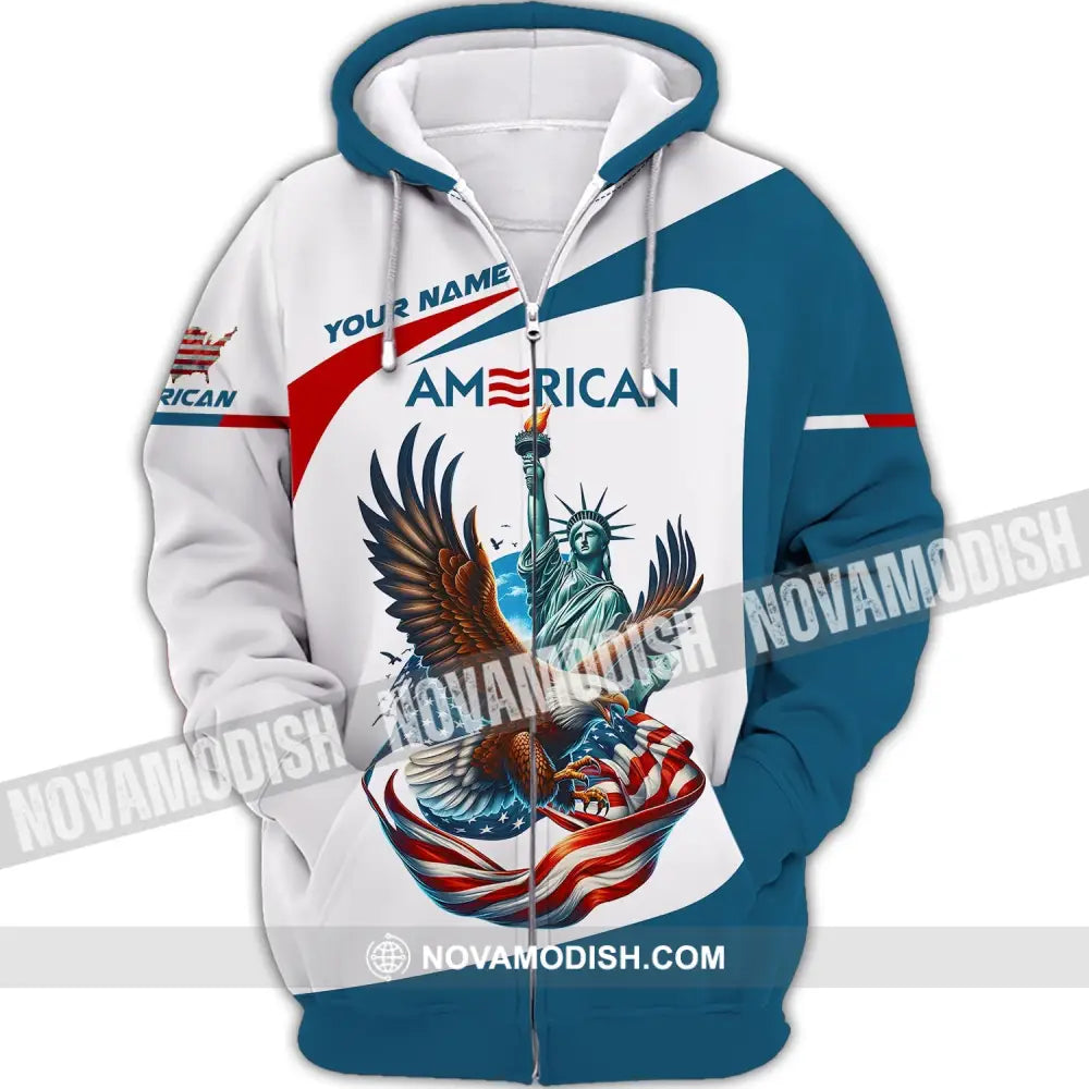 Unisex Shirt - Custom Name 3D Shirt - Icon Of America Zipper Hoodie / S T-shirt