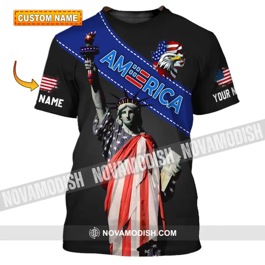 Unisex Shirt - Custom Name 3D Shirt - Liberties America Flag Color T-shirt