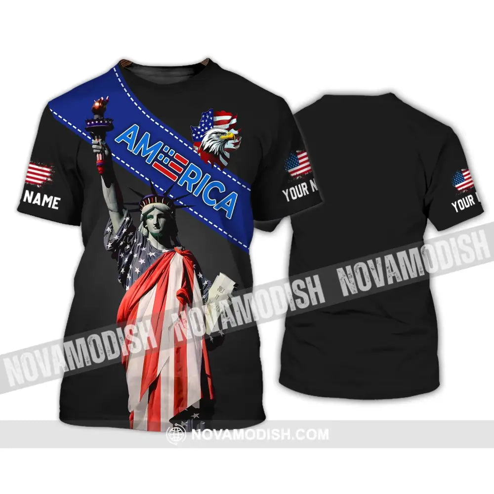 Unisex Shirt - Custom Name 3D Shirt - Liberties America Flag Color T-Shirt / S T-shirt