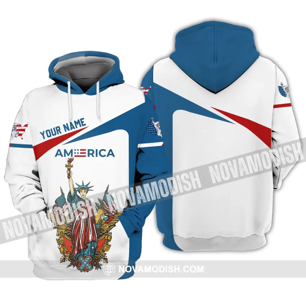 Unisex Shirt - Custom Name 3D Shirt - Liberties America Flag Hoodie / S T-shirt