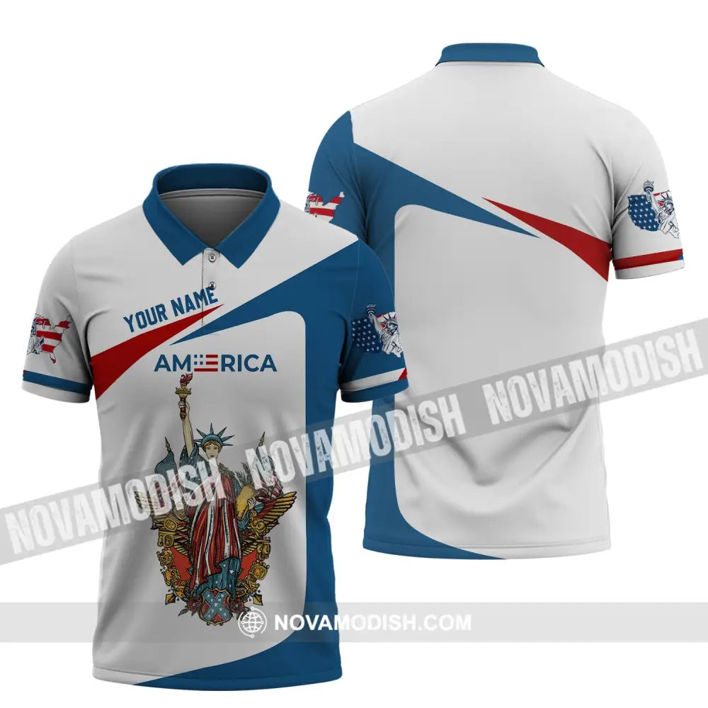 Unisex Shirt - Custom Name 3D Shirt - Liberties America Flag Polo Shirt / S T-shirt