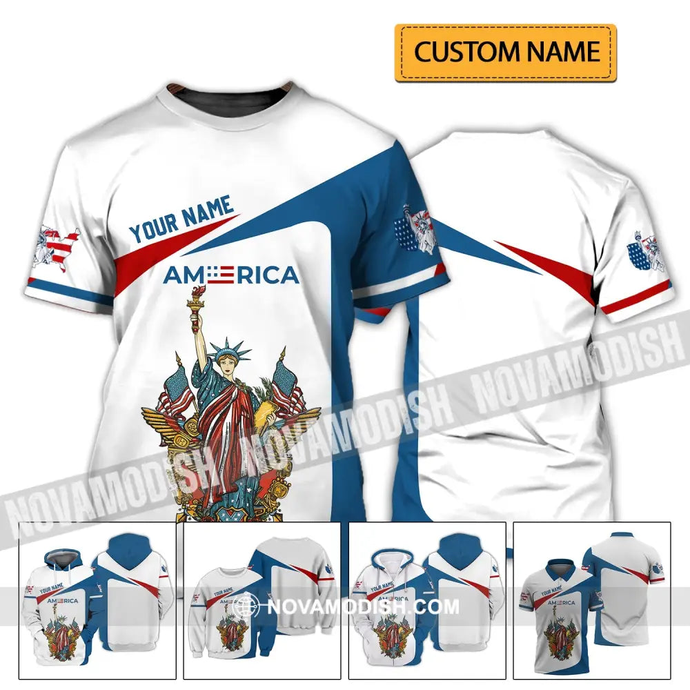 Unisex Shirt - Custom Name 3D Shirt - Liberties America Flag T-shirt