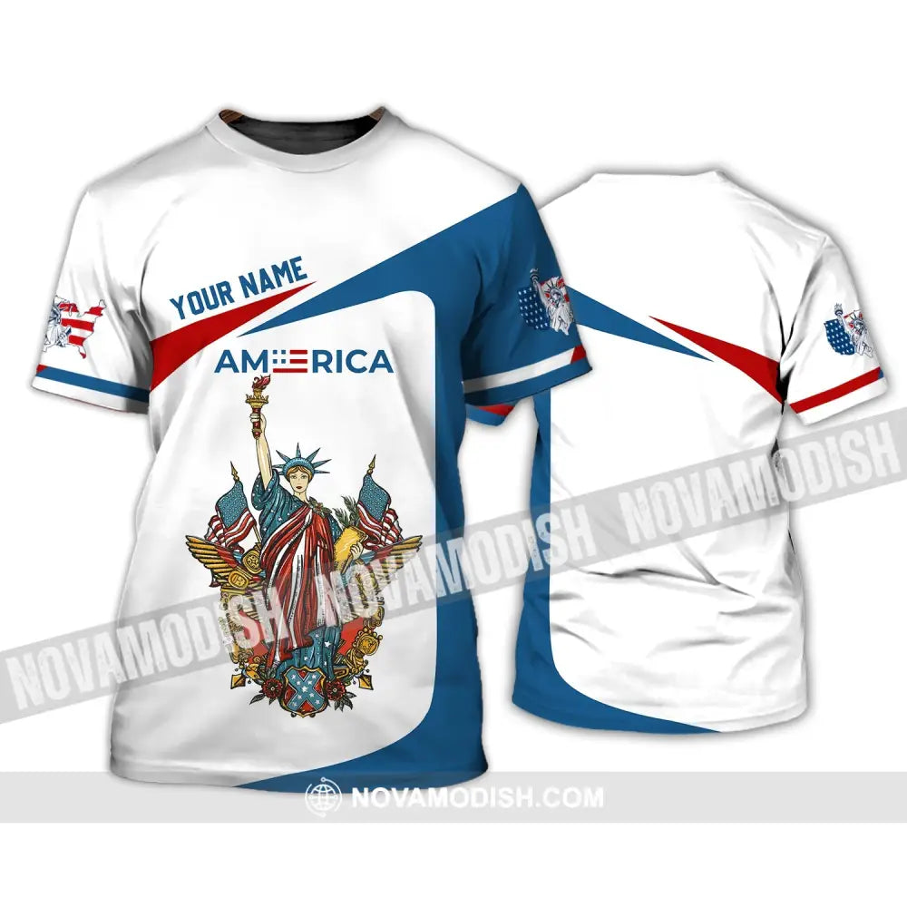 Unisex Shirt - Custom Name 3D Shirt - Liberties America Flag T-Shirt / S T-shirt
