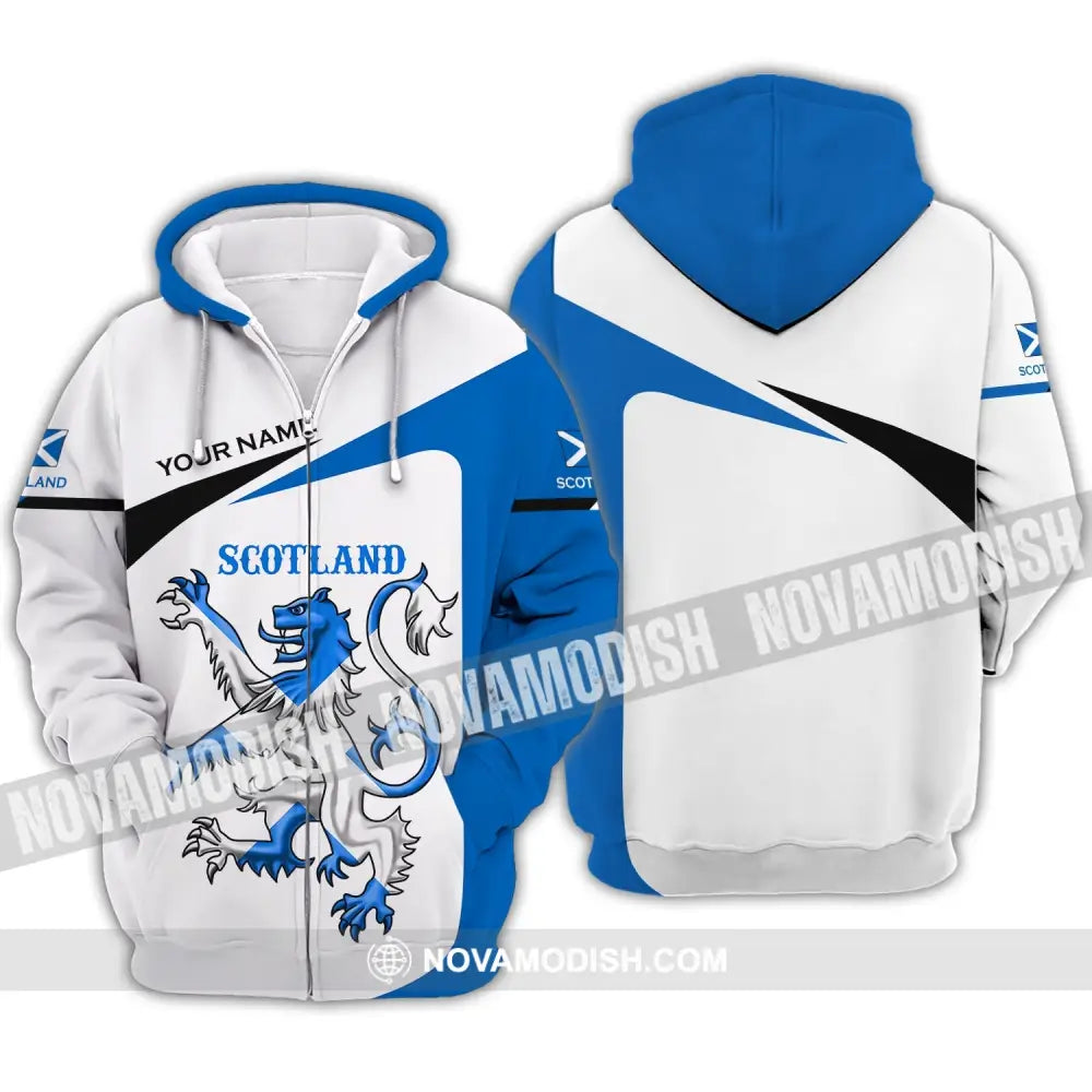 Unisex Shirt - Custom Name 3D Shirt - Scotland Lion Lover Zipper Hoodie / S T-shirt
