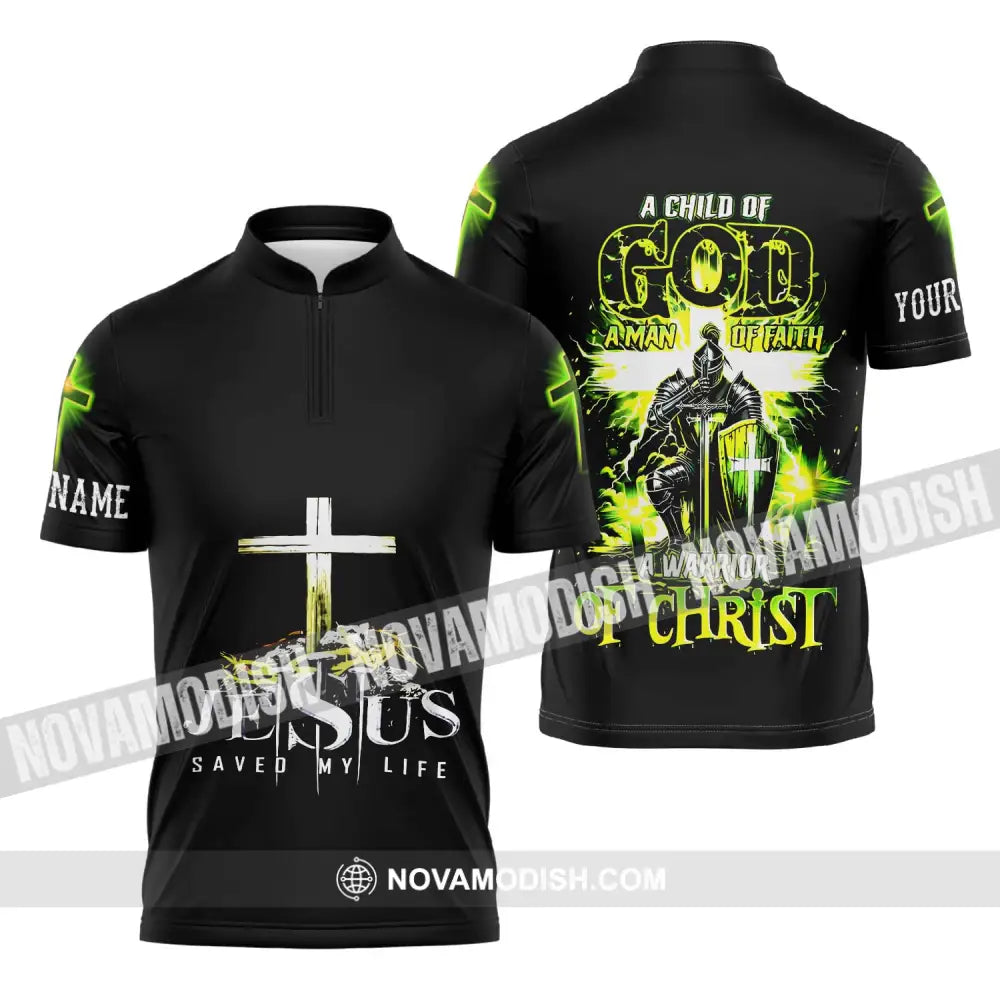 Unisex Shirt - Custom Name A Child Of God Shirt Zipper Polo Shirt / S T-shirt