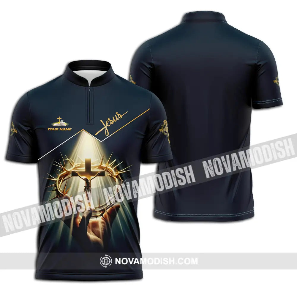 Unisex Shirt - Custom Name Shirt Absolute Trust Jesus Zipper Polo Shirt / S T-shirt