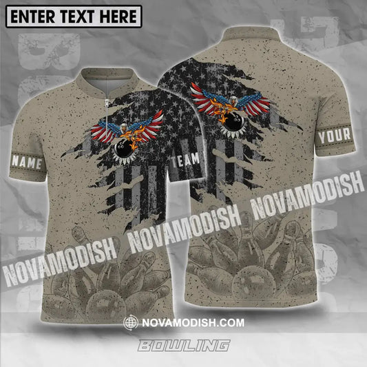 Unisex Shirt - Custom Name Shirt America Flag Bowling Shirt T-shirt